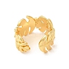 Brass Tropical Leaf Wrap Open Cuff Ring for Women RJEW-A015-08G-2