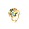 Brass Enamel Cuff Rings RJEW-K291-01G-02-4