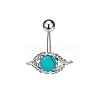 304 Stainless Steel Pave Synthetic Turquoise Curved Barbell Belly Rings WGA6DCC-03-3