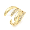 Brass Micro Pave Clear Cubic Zirconia Open Cuff Rings for Women RJEW-L121-005G-1