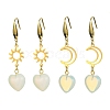 2 Pair 2 Style Opalite Heart Dangle Earrings EJEW-JE05463-1