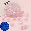 5Pcs Round Luminous Transparent Acrylic Beads PW-WG06E6C-01-1