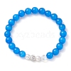 Cat Eye Beaded Stretch Bracelets for Women Men BJEW-JB11231-3