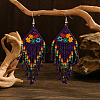 Bohemian Style Handmade Earrings with Glass Beads and Tassels QT0672-3-1