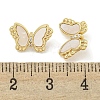Brass Pave Clear Cubic Zirconia Butterfly Connector Charms with Sea Shell KK-Q820-13G-3