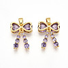 Brass Micro Pave Cubic Zirconia Pendants KK-N257-26C-G-1