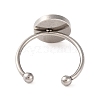 Non-Tarnish 304 Stainless Steel Open Cuff Ring Components STAS-S134-01P-04-3