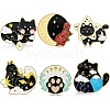 CHGCRAFT 6Pcs 6 Style Cat with Moon & Star Enamel Pin JEWB-CA0001-18-1