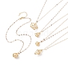 5Pcs 5 Style Glass Geometry with Shell Pearl Pendant Necklaces Set with Brass Dapped Chains for Women NJEW-JN04076-1