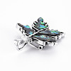 Leaf Shape Natural Abalone Shell/Paua Shell Brooch Pin G-N333-011A-RS-4