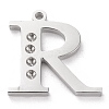 Tarnish Resistant 304 Stainless Steel Letter Pendant Rhinestone Settings STAS-J028-01R-1