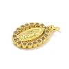 Virgin Mary Theme Rack Plating Brass Micro Pave Cubic Zirconia Pendants KK-C074-70G-03-2