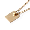 Titanium Steel Initial Letter Rectangle Pendant Necklace for Men Women NJEW-E090-01G-03-3