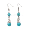 Brass Synthetic Turquoise Dangle Earrings EJEW-JE06535-02-3