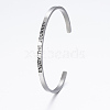 304 Stainless Steel Inspirational Cuff Bangles BJEW-K173-14P-1