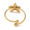 Ion Plating (IP) 304 Stainless Steel Starfish Open Cuff Rings for Women RJEW-M167-08C-G-3