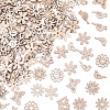 150Pcs Undyed Wood Pendants & Beads & Cabochons WOOD-SP0001-74-1