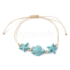 4Pcs 4 Styles Synthetic Turquoise Braided Starfish & Tortoise Beaded Bracelets BJEW-JB10201-3