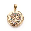 Brass Micro Pave Cubic Zirconia Pendants KK-K237-06G-2