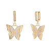 1Pair Brass Clear Cubic Zirconia Butterfly Hoop Earrings EJEW-TA0008-58-1