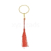 Chinese Ancient Hand Fan Shape Brass Wire Wrap Metal Bookmark with Tassel for Book Lover AJEW-WH0034-41-2