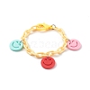 Opaque Acrylic Smiling Face Charm Bracelets BJEW-JB06258-2