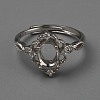 Adjustable 925 Sterling Silver Micro Pave Cubic Zirconia Oval Ring Component STER-WH0007-05P-2