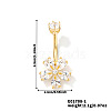 Flower Brass Cubic Zirconia Belly Rings Curved Barbell QR5785-1-1