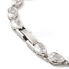 Clear Cubic Zirconia Teardrop Link Chain Bracelet BJEW-E073-03P-3