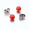 Tarnish Resistant 304 Stainless Steel Spray Painted Stud Earrings EJEW-H353-07-C-2