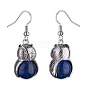 Natural Dyed Lapis Lazuli Owl Dangle Earrings EJEW-A092-08P-02-3