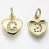 Brass Micro Pave Clear Cubic Zirconia Charms KK-N227-34G-NF-1