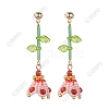 Dyed Natural Agate Dangle Stud Earrings EJEW-FS00085-1
