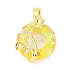 Brass Pendants with Cubic Zirconia and Glass KK-D536-21G-07-1