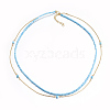 Faceted Synthetic Turquoise Tiered Necklaces NJEW-F212-06C-1