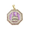 Rack Plating Brass Micro Pave Clear Cubic Zirconia Pendants KK-H474-22G-02-1