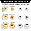 Beebeecraft 180Pcs 6 Style 304 Stainless Steel Beads STAS-BBC0003-88-2