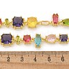 Brass Micro Pave Colorful Cubic Zirconia Link Chain Necklaces NJEW-M089-01G-3