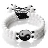 Adjustable Round Natural White Jade Beaded Stretch Bracelet Sets GW3439-9-1