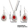 Brass Glass Teardrop Dangle Earrings & Pendant Necklaces Sets for Women PL9386-7-1