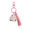 Cartoon PVC Plastic Big Pendants Keychains with Faux Suede Tassel KEYC-JKC00569-02-1