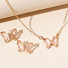 Butterfly Acrylic Rhinestone with Iron Pendant Necklaces & Stud Earrings Sets for Women WGFFCAF-06-1