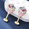 Zinc Alloy Enamel Stud Earrings EJEW-Z088-03G-01-2