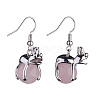 Natural Rose Quartz Frog Dangle Earrings EJEW-A092-13P-06-2