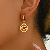 Stainless Steel Flat Round with Hollow Heart Hoop Earrings Daily Holiday Accessories OM1741-1-4