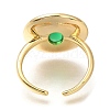 Rack Plating Flat Round Brass Glass Open Cuff Rings for Women RJEW-M022-24G-3