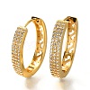 Brass Cubic Zirconia Hoop Earrings EJEW-M048-05G-4