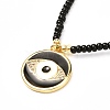 Flat Round Evil Eye Brass Micro Pave Cubic Zirconia Pendant Necklace NJEW-JN03692-01-1