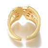 Rack Plating Shoelace Shape Brass Clear Cubic Zirconia Wide Open Cuff Rings RJEW-S411-14G-3