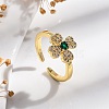 Rack Plating Brass Micro Pave Cubic Zirconia Cuff Finger Rings for Women RJEW-M028-96B-G-2